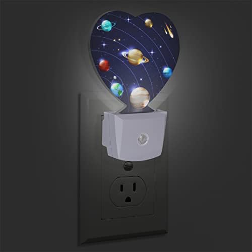 FZDXZJJ Gezegen Güneş Sistemi Gece Lambası Çocuklar için, Uzay Galaxy Toprak Kalp Gece Lambası Duvara Takın, LED Gece