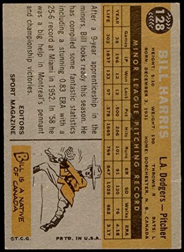 1960 Topps 128 Çaylak Yıldız Bill Harris Los Angeles Dodgers (Beyzbol Kartı) Dekanın Kartları 5-ESKİ Dodgers