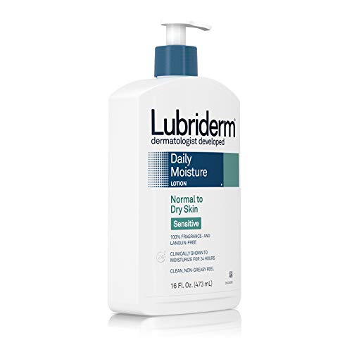 Hassas, Kuru Ciltler için Lubriderm Günlük Nem Vücut Losyonu, B5 Vitamini ile Zenginleştirilmiş, Boya ve Lanolin İçermeyen,