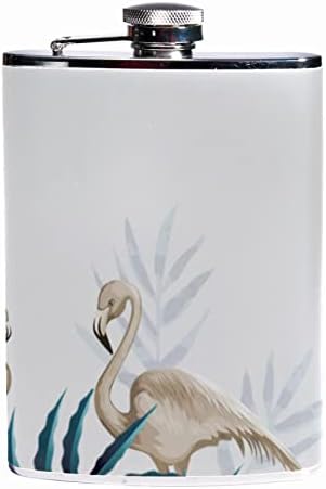 Hunili Şişe, Suni deri kılıf Likör için İçme Şişeleri, Flamingo Tropikal Yapraklar Vintage Modern