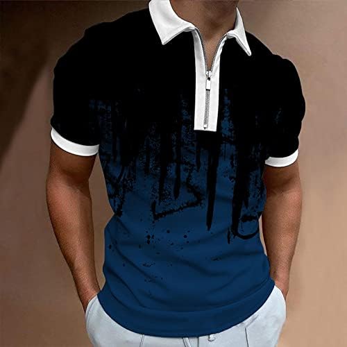 XXBR Fermuar polo gömlekler Erkekler için, yaz Çizgili Grafik Slim Fit kısa kollu tişört İş Rahat Üst İş Elbisesi
