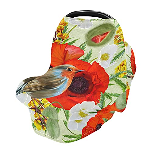 Çiçek Kuş Bebek Araba Koltuğu Kapakları-Emzirme emzirme örtüsü Bebek Araba koltuğu kapağı, Çok kullanımlı Araba Koltuğu