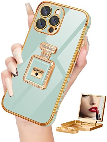 Metal Parfüm Şişesi Ayna Standı ile iPhone14 Pro Max Kılıf için Buleens, 14 Pro Max Kılıf için sevimli Kadın Girly