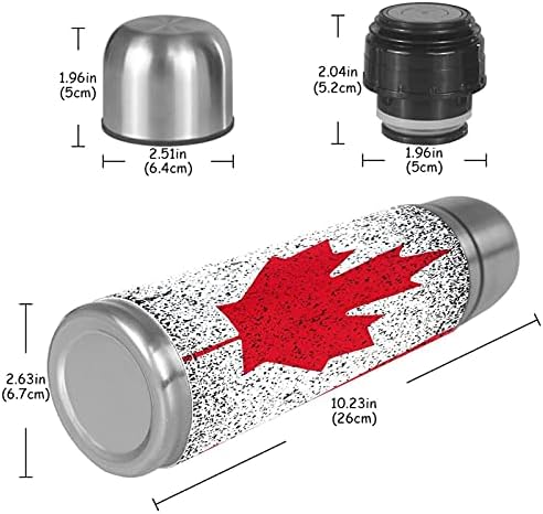 Paslanmaz Çelik Vakum Yalıtımlı Kupa, kanada Grunge Bayrak Akçaağaç Yaprağı Kırmızı Beyaz Siyah Baskı Termos Su Şişesi