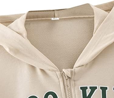 SHENHE kızın Grafik Mektup Baskı Zip Up Uzun Kollu Kapüşonlu Sweatshirt Hoodie Ceket