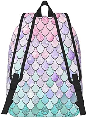 ASEELO Mermaid Pastel Pembe Mor Aqua Teal Baskılı Rahat keten sırt çantası laptop çantası, Erkek Ve Kadın Okul Boş