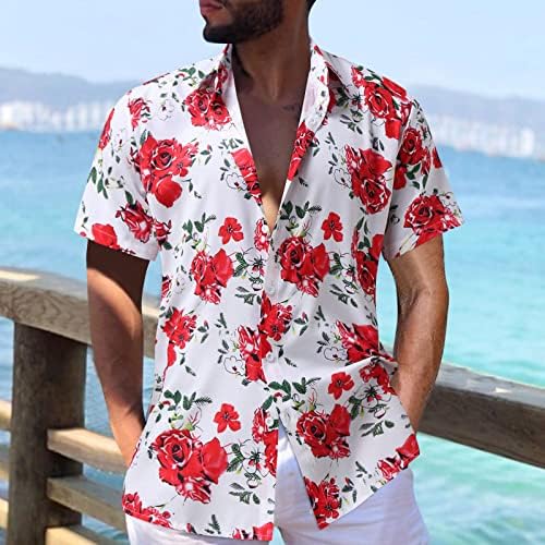 XXVR Mens Hawaii Gömlek, yaz Kısa Kollu Tropikal Çiçek Baskı Düğme Aşağı Rahat Fit Yaka Plaj Aloha Gömlek