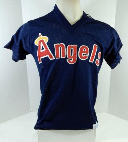 1990 California Angels 80 Oyun Kullanılmış Mavi Forma Vuruş Uygulaması ABD Yama 246-Oyun Kullanılmış MLB Formaları