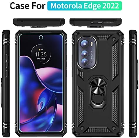 Anvzle Motorola Edge 2022 için 5G UW Kılıf ile [2 Paket] Cam Ekran Koruyucu, Moto Edge 2022 5G Kılıf Çift Katmanlı