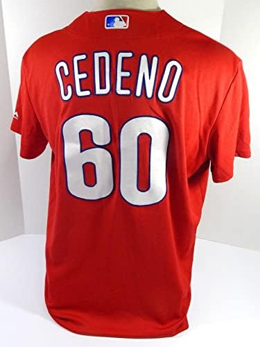 Philadelphia Phillies Jose Cedeno 60 Oyun Kullanılmış Kırmızı Forma Ex ST BP L DP43665 - Oyun Kullanılmış MLB Formaları