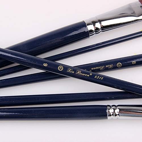 WXBDD 6 adet / takım Ahşap Saplı Suluboya boya kalemi Sanatçı Boya Fırçası Naylon Saç Koyu Mavi Ahşap Saplı Çok Amaçlı