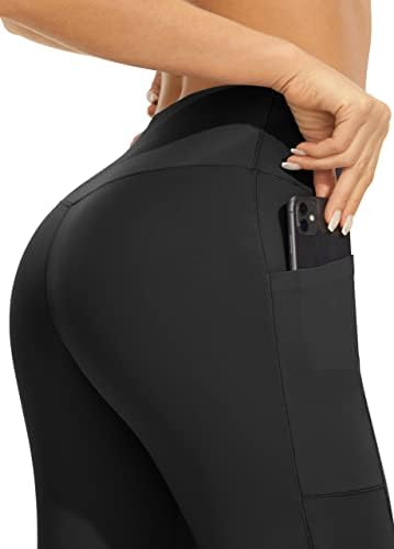AFİTNE kadın Tam Boy / Capri Bootcut Yoga cepli pantolon, Yüksek Belli Flare Egzersiz Bootleg Pantolon Elbise İş Pantolonu