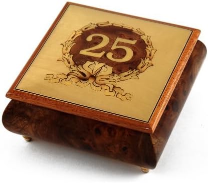 El işi 30 Nota 25. Yıldönümü veya Doğum Günü Süs Çerçeveli Müzikli Mücevher Kutusu-Scarborough Fuarı