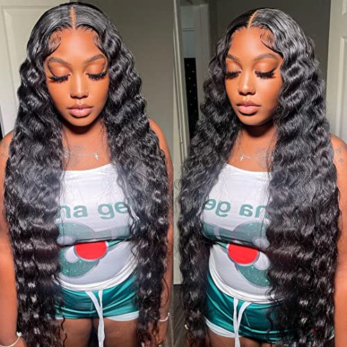 GİOVANSHİ 28 İnç Sentetik Derin Dalga Dantel ön peruk Siyah Kadınlar için Afro Kıvırcık Peruk Orta Kısmı Doğal Kıvrım
