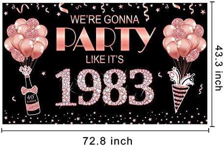 Kadınlar için büyük 40th doğum günü afiş zemin süslemeleri, gül altın biz 1983 işareti parti malzemeleri gibi parti