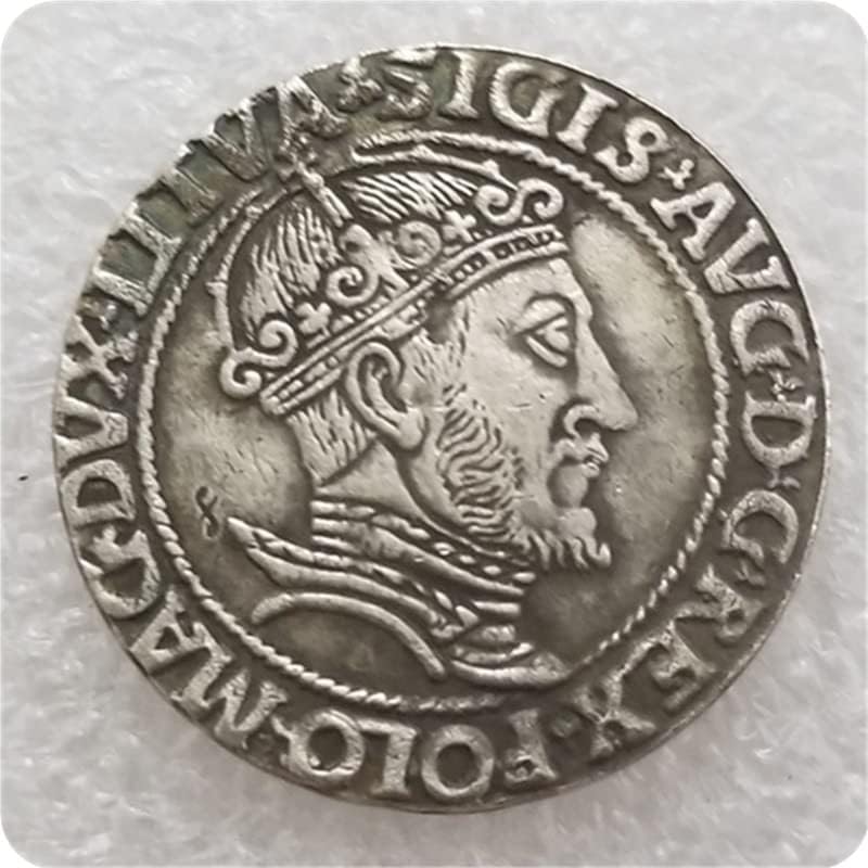 QİNGFENG Antika El Sanatları Lehçe 1547 Gümüş Dolar hatıra parası