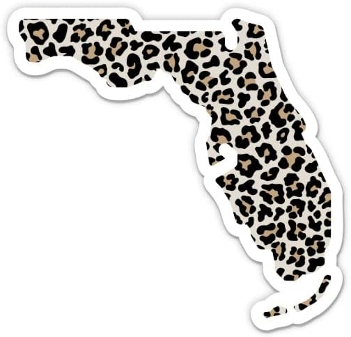 Florida Sevimli Leopar Baskı Desen Devlet Şekli Sticker-3 laptop etiketi - Su Geçirmez Vinil Araba, Telefon, Su Şişesi-Florida