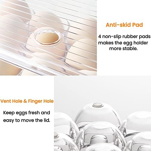vacane 4'lü Buzdolabı Düzenleyici Kutu Seti, İstiflenebilir Meyve Saklama Kapları Kulplu Buzdolabı için Yumurta Tutucu,