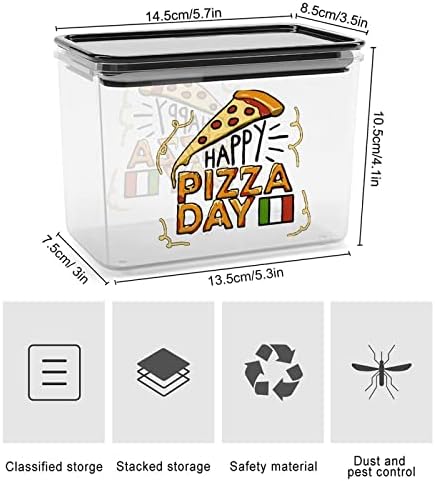 Mutlu Pizza Günü Saklama Kapları şeffaf Plastik kapaklı kutu Yeniden Kullanılabilir Kutuları Mutfak Tahıl Aperatifler