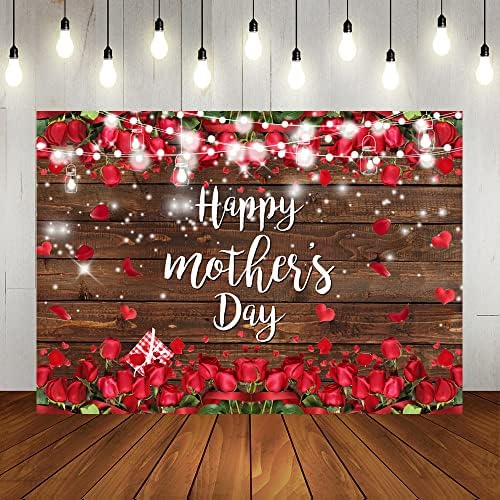 Lofaris Mutlu anneler Günü Zemin Rustik Kahverengi Ahşap Çiçek Teşekkürler anne Arka Plan anneler Günü Festivali Parti