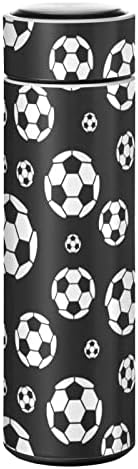 Glaphy Soccer Sports Siyah 17 oz Su Şişesi, BPA içermez, Paslanmaz Çelik, Yalıtımlı Su Şişesi, Okul için, Ofis, Spor