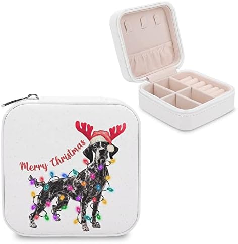 Noel Alaskan Malamute Küçük Mücevher Kutusu Noel Boynuzları Köpek Pet Seyahat Küçük Organizatör Taşınabilir Ekran