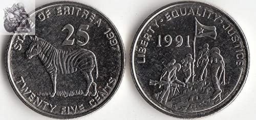 Afrika Yeni Afrika Yeni Gambiya 1 Bumu Sikke 1998 Baskı Yabancı Paralar Hediye Koleksiyonu KM54 Eritre 25 Puan Paraları
