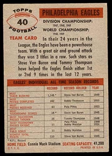 1956 Topps 40 Eagles Takımı Philadelphia Eagles (Futbol Kartı) VG + Eagles