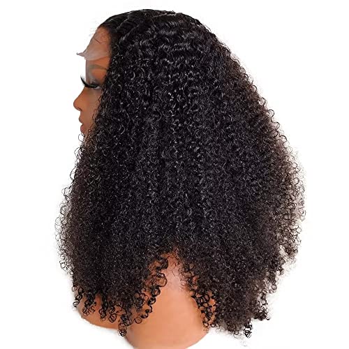Afro Kıvırcık 13x6 Dantel ön peruk Kinky kıvırcık insan saçı Peruk Siyah Kadınlar için HD Şeffaf Dantel Ön Koparıp