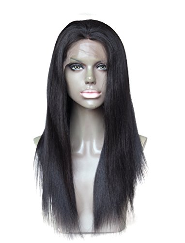 Cbwigs Tutkalsız Brezilyalı Remy Yaki Düz Dantel Ön insan saçı peruk Siyah Kadınlar için 4.5 inç Derin Ayrılık Ücretsiz