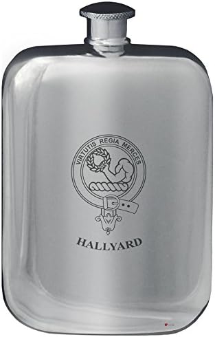 Hallyard Aile Crest Tasarım Cep Hip Flask 6 oz Yuvarlak Cilalı Kalay