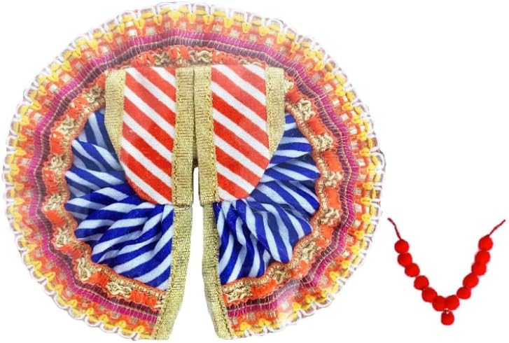 TRS 4 adet Set Çizgili Kumaş Elbise Bal Krishna Ladu Gopal Garland ile
