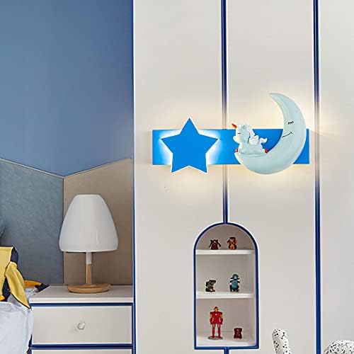 Çocuk Odası Duvar Aplik LED Mavi Duvar Lambası Karikatür Başucu Duvar Lambası, Modern Çocuk Duvar Montaj Aydınlatma