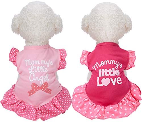 2 Parça Köpek Elbiseler Küçük Köpekler için Sevimli Kız Kadın Köpek Elbise Anne Köpek Gömlek Etek Doggie Elbiseler