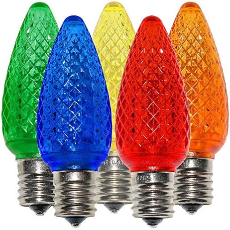 25 Paket Çok Renkli C9 LED Yedek Ampuller Yönlü Çok Renkli LED Noel Ampulü Her Ampulde 2 SMD LED diyot E17 Soketine