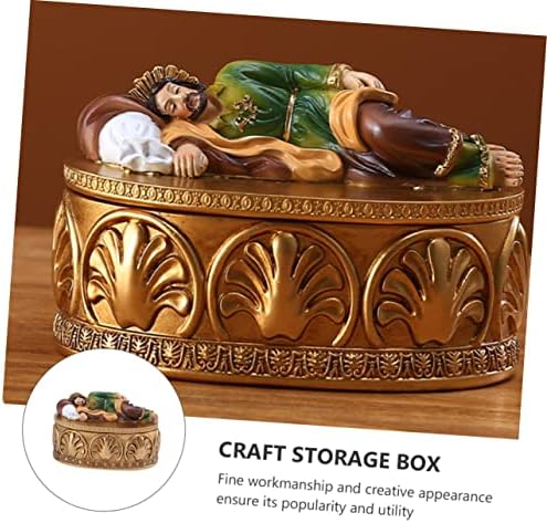 Toffıcu 1 adet Aziz Joseph saklama kutusu Vintage Dekor düğme küpe Organizatör Mücevher Kutusu Küpe Dini saklama kutusu