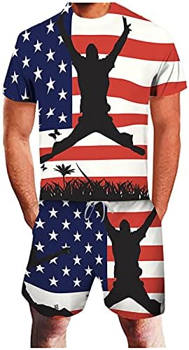 Erkek 2 Parça salonu eşofman setleri Amerikan Bayrağı rahat Baskı 3D Takım Elbise gün Yaz Atlama Bağımsızlık