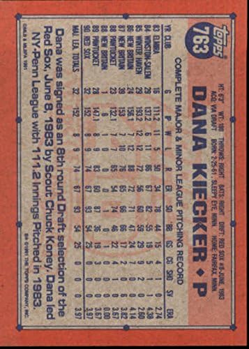 1991 Topps 763 Dana Kiecker NM-MT Kırmızı Sox