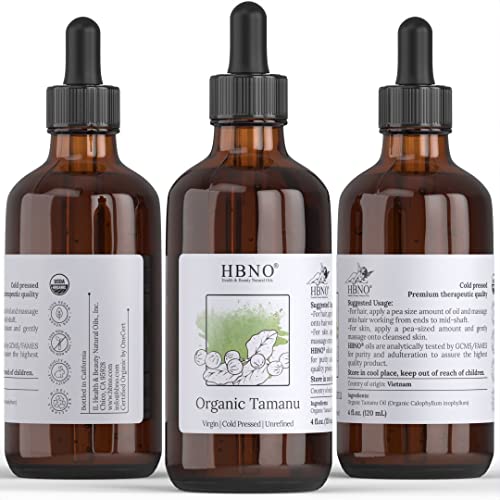 HBNO Organik Tamanu Yağı 4 oz (120ml) - %100 Saf ve Doğal Tamanu Yağı USDA Sertifikalı Organik Soğuk Preslenmiş Rafine