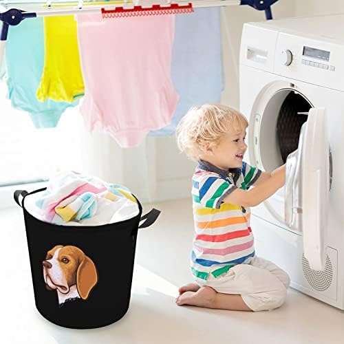 Beagle Köpek Portre Katlanabilir çamaşır sepeti çamaşır Sepeti Kolları ile Çamaşır Kutusu Kirli Giysiler Çanta Üniversite