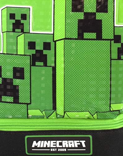 Minecraft Lunchbox Sarmaşık Zip Bölmesi Yeşil Öğle Yemeği çantası Bir Boyut