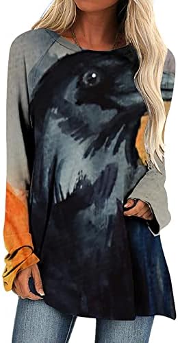 Genç Kızlar Cadı Mezar Kedi Kaşkorse Crewneck Bluzlar Büstiyer T Shirt Kollu Tatil Cadılar Bayramı Sevimli Kaşkorse