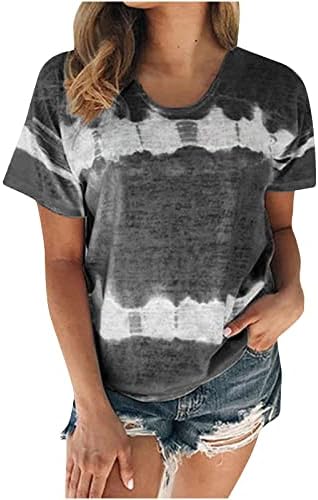 Artı Boyutu Kadınlar için Tops Yaz Kısa Kollu Gömlek Tişörtleri Tees Batik Gömlek Casual Gevşek Fit Crewneck Tops
