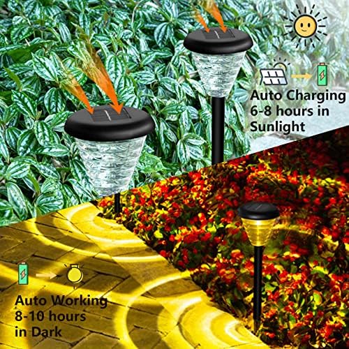 Açık Güneş bahçe ışıkları 2 Paket, Sıcak/Renk Değiştiren Güneş enerjili Yol ışığı Arka bahçe, Avlu yolu, Veranda,
