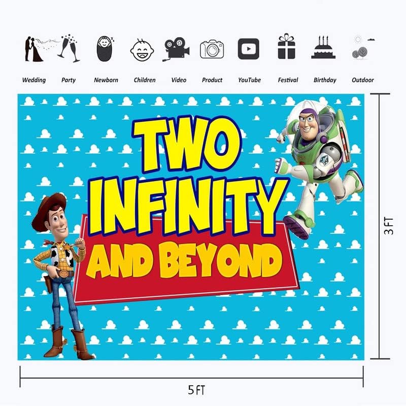 Oyuncak Hikayesi 2 Infinity ve Ötesinde Zemin 5x3ft Vinil Oyuncak Hikayesi Bulut Arka Plan için Çocuk İkinci Doğum