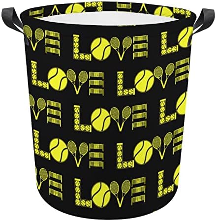 Aşk Tenis çamaşır sepetleri Kolları ile Su Geçirmez Katlanabilir Yuvarlak Giysi Sepetleri Saklama Kutusu Organizatör