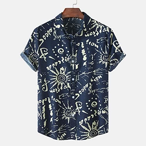 Erkek Grafik Gömlek Kısa Kollu Düğme Aşağı Gömlek Tatil Turn Down Yaka Yumuşak Konfor Elbise Gömlek Erkekler için