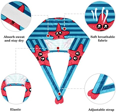 Kırmızı Komik Deniz Denizyıldızı Mavi Çizgili çalışma Kapağı Düğmeleri ile Ayarlanabilir Kabarık Şapka Unisex Fırçalama