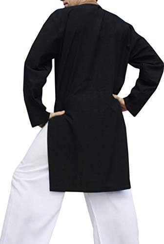 Svenine Çin Yaka Diz Boyu Kung Fu Ceket veya Uzun Pamuk Mandalina Gömlek