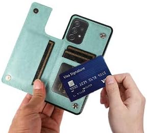 ACXLİFE Galaxy A52 5G Durumda A52 4G kartlıklı cüzdan Koruyucu Kapak Kart Yuvası ve İnce Deri samsung kılıfı A52 (Yeşil)
